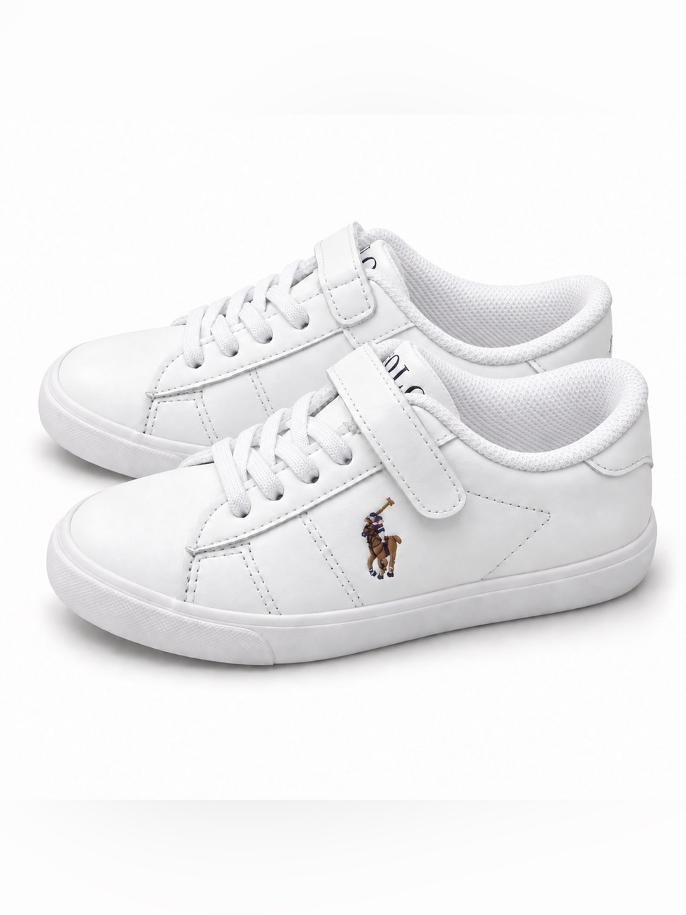 POLO Ralph Lauren White Kids Leather Sneakers, 13 (little kids)